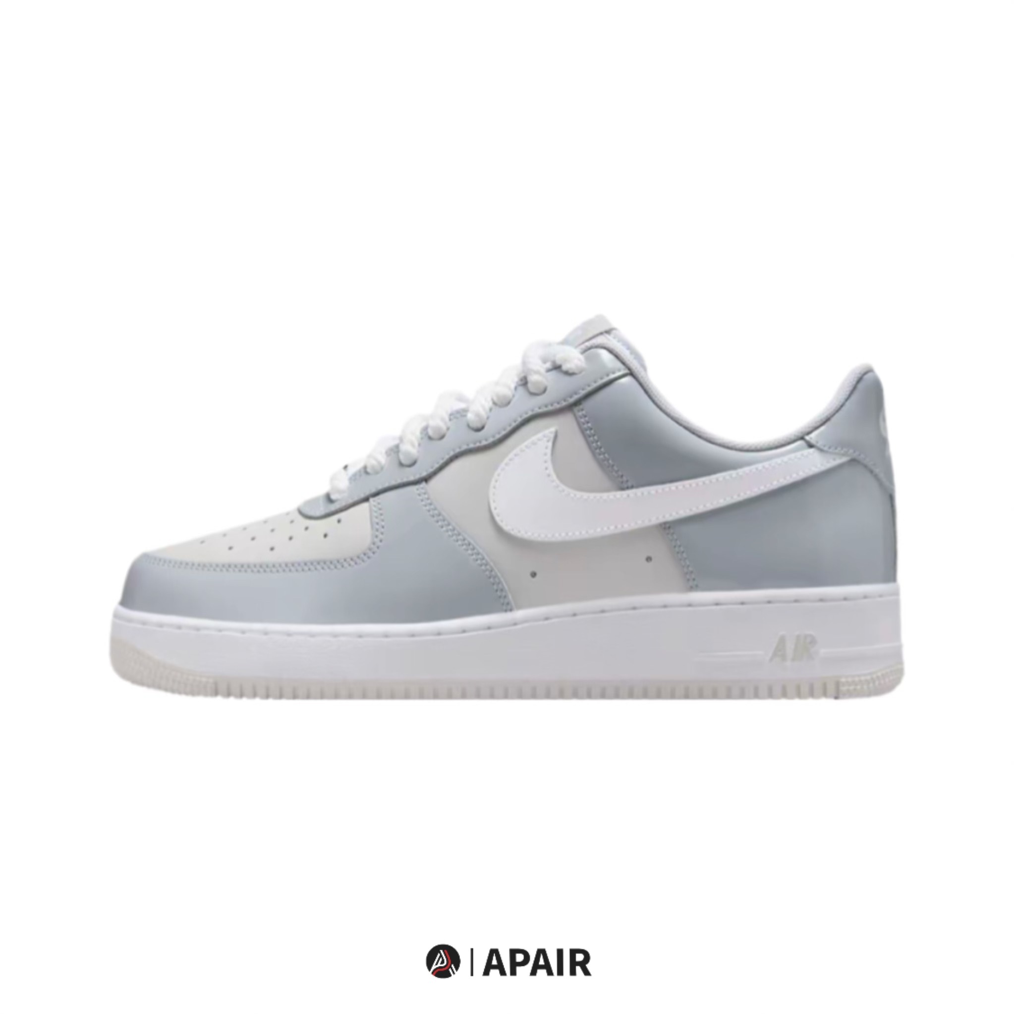 【APAIR】預購 NIKE AIR FORCE 1 low 男款 鐵牌 灰白 拼接 漆皮 麻繩鞋帶 HV9405-001