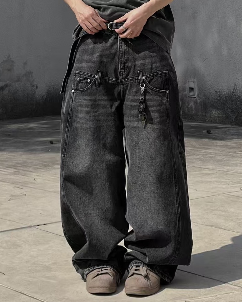 正韓➸設計款雙腰水洗牛仔褲