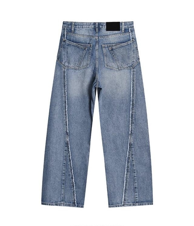 正韓➸後設計線條口袋牛仔褲