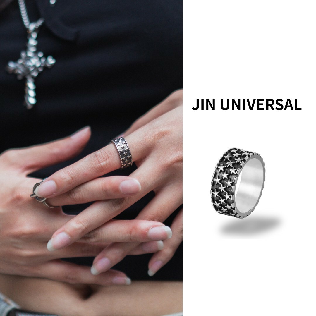 JIN UNIVERSAL滿版星星寬口開口戒