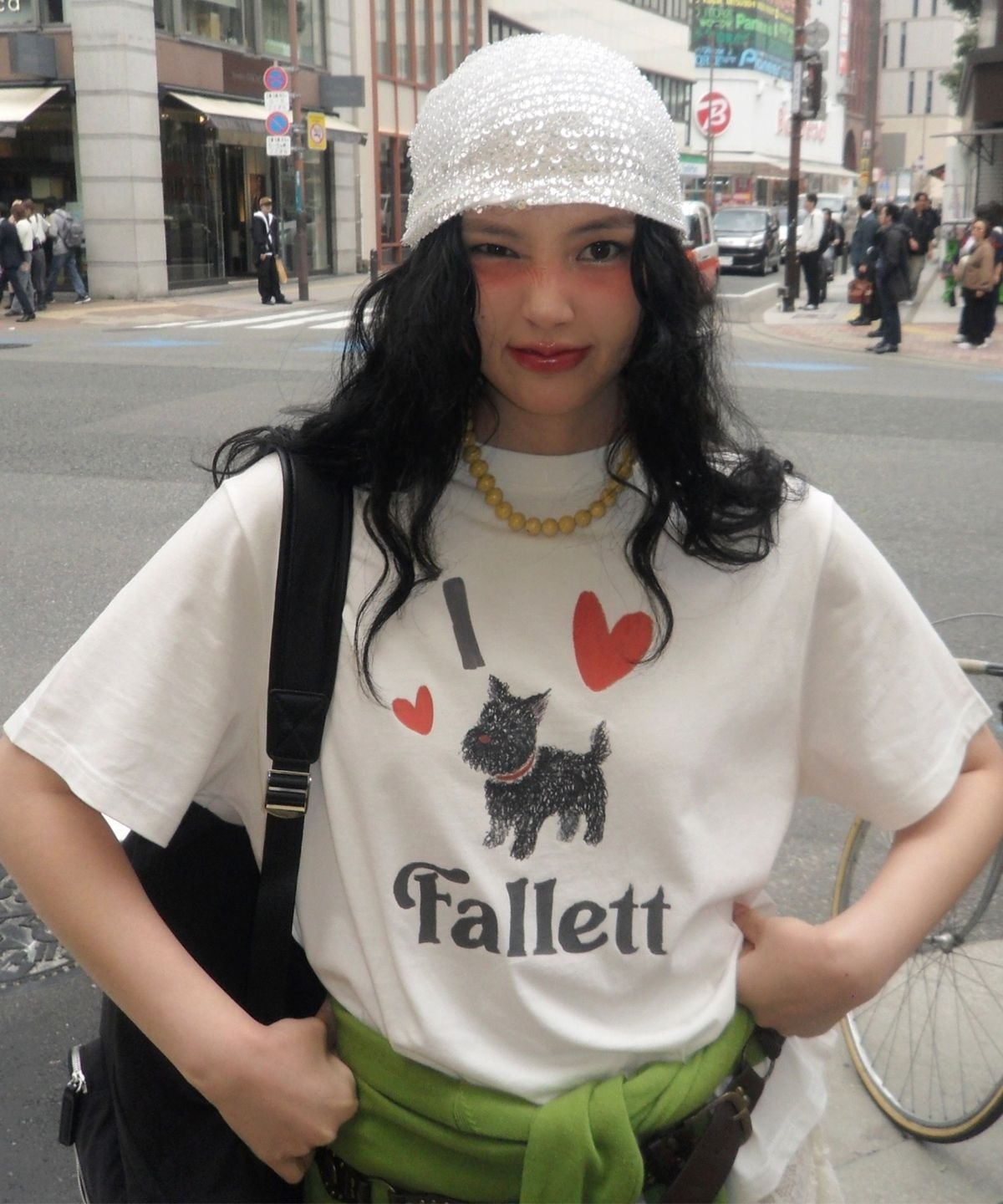 韓国 人気 ロゴT[FALLETT] PUPPY DRAWING OVERSIZE TSHIRT FALLETT) Puppy Drawing Overfit Short Sleeve T-Shirt Wh