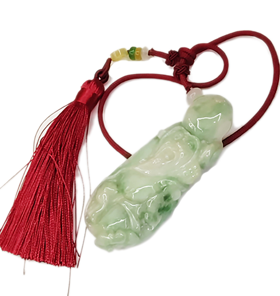 壽星翁{白底嬌青翡翠}吉祥掛飾【十方】135525