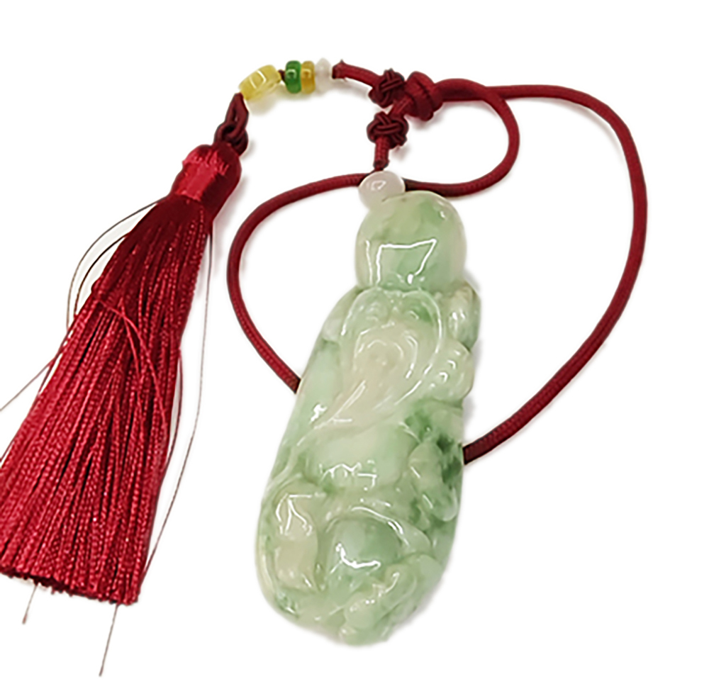 壽星翁{白底嬌青翡翠}吉祥掛飾【十方】135525