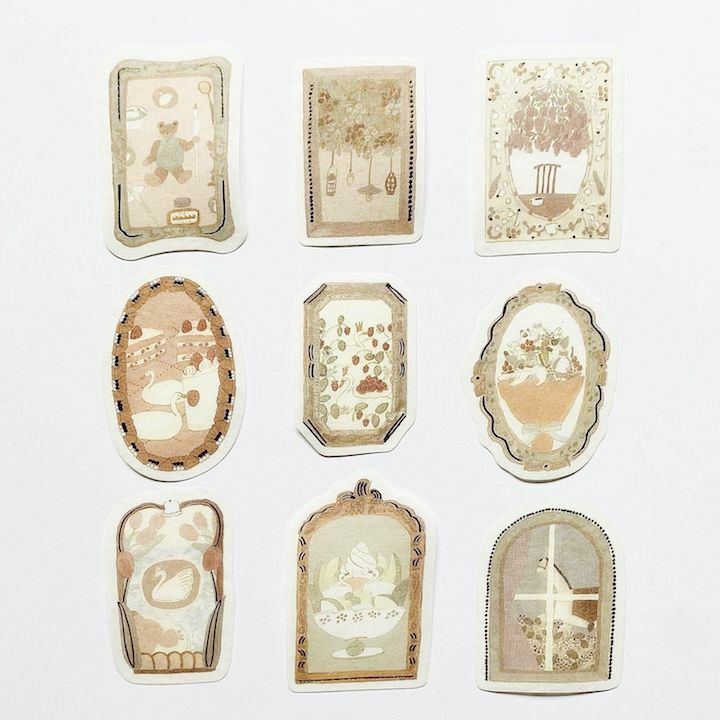 畫框 Tobimatsu Shoichiro 燙金 54枚 和紙貼紙包｜日本PAPIER PLATZ