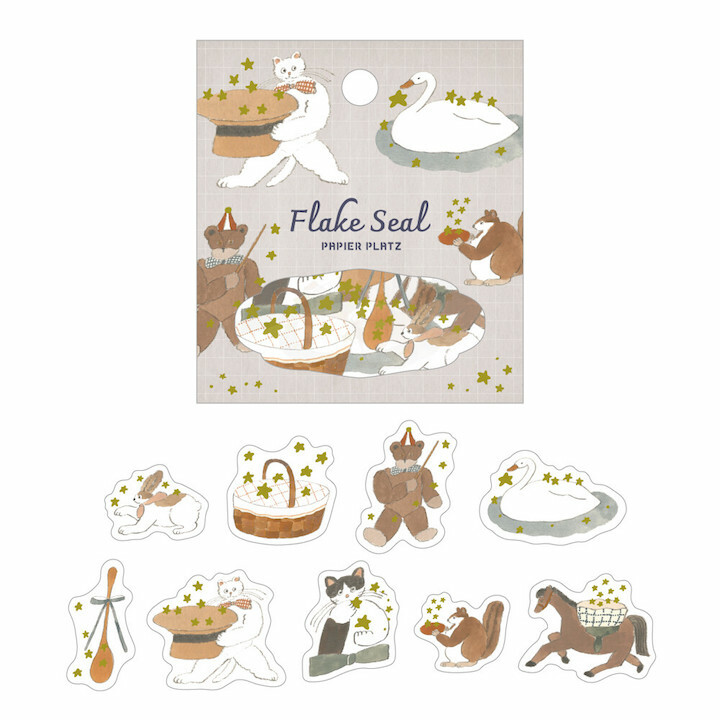 收藏星星 Tobimatsu Shoichiro 燙金 54枚 和紙貼紙包｜日本PAPIER PLATZ