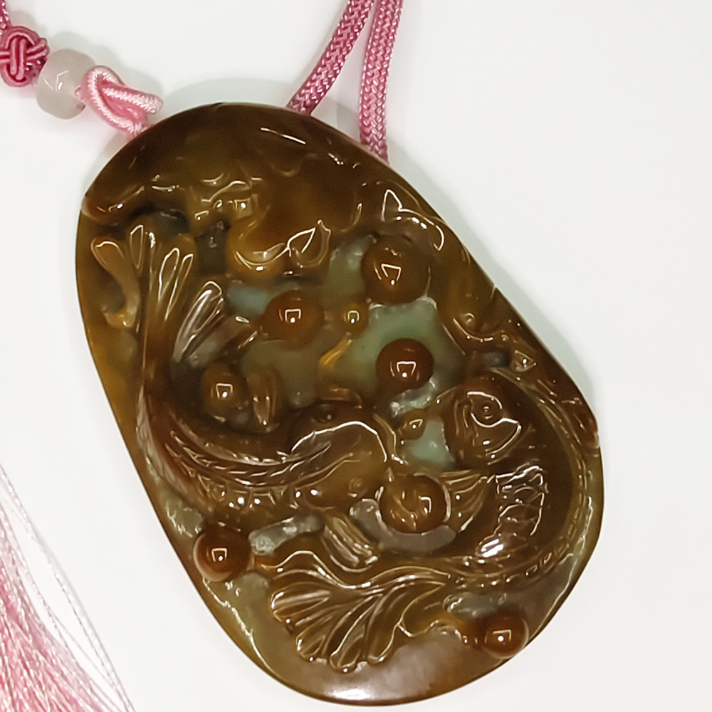 年年有餘{緬甸玉}紅翡玉珮吉祥掛飾【十方】135501