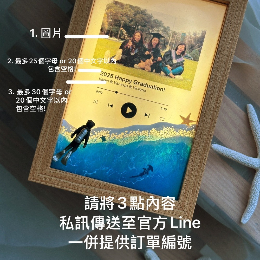 海浪發光相框畢業禮物情人節禮物聖誕禮物照片紀念