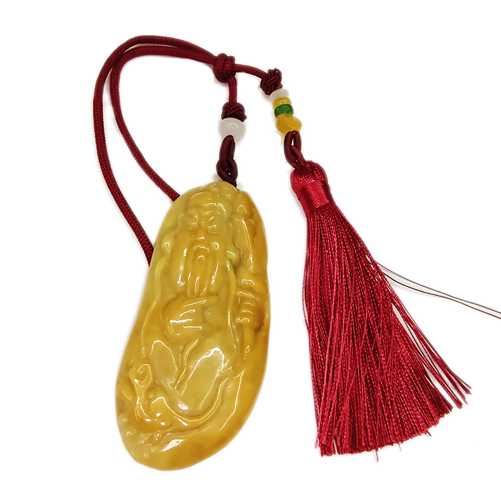 關聖帝君{鵝蛋艷黃蜜糖}黃翡手工精雕掛飾【十方】135568