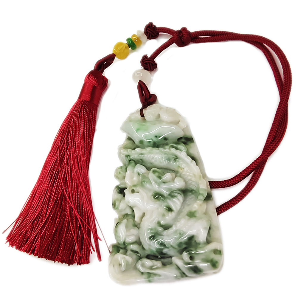 祥龍獻瑞{緬甸玉}飄花玉珮吉祥掛飾【十方】135503