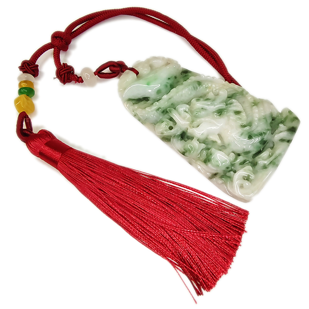 祥龍獻瑞{緬甸玉}飄花玉珮吉祥掛飾【十方】135503