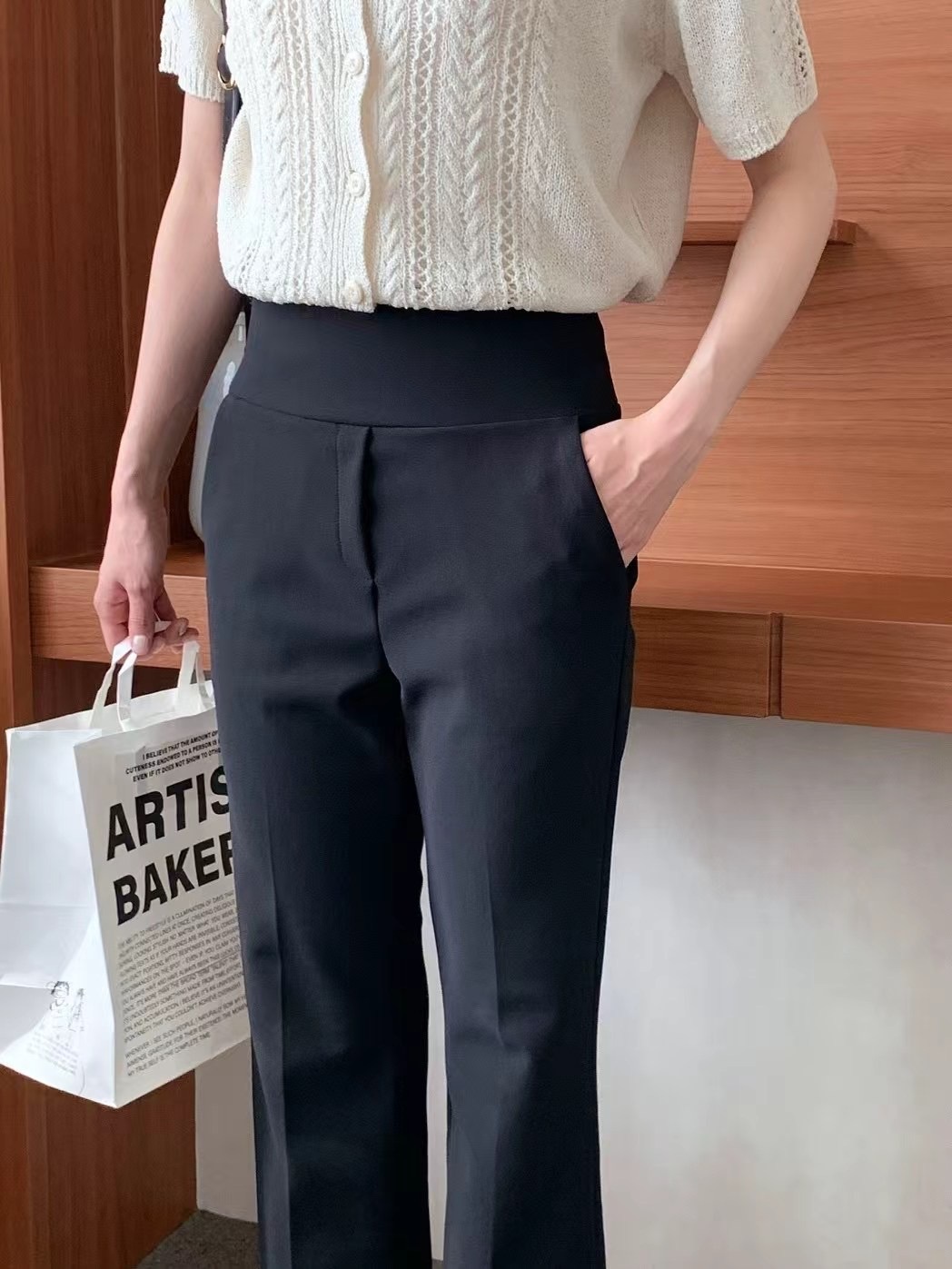 壓腹薄版西裝長褲