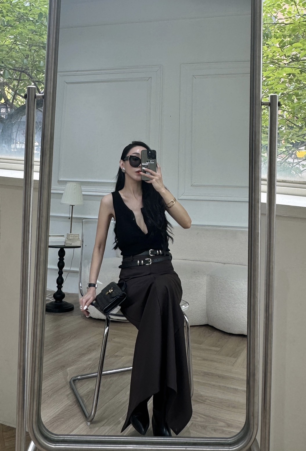 西裝套裙-單長裙(白M現貨)