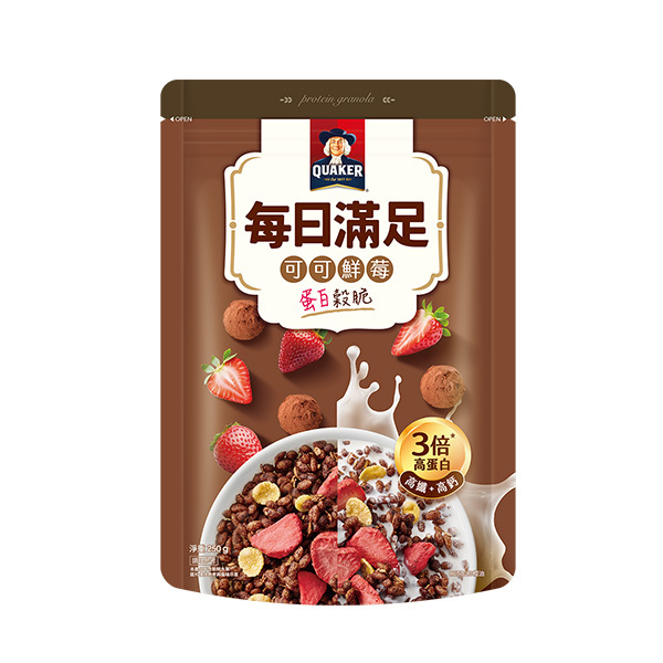 【定期購自由配85折】桂格每日滿足蛋白穀脆-可可鮮莓250gX2袋  (定期購任選結帳再85折，折扣後滿$3000出貨，每60天配送一次)