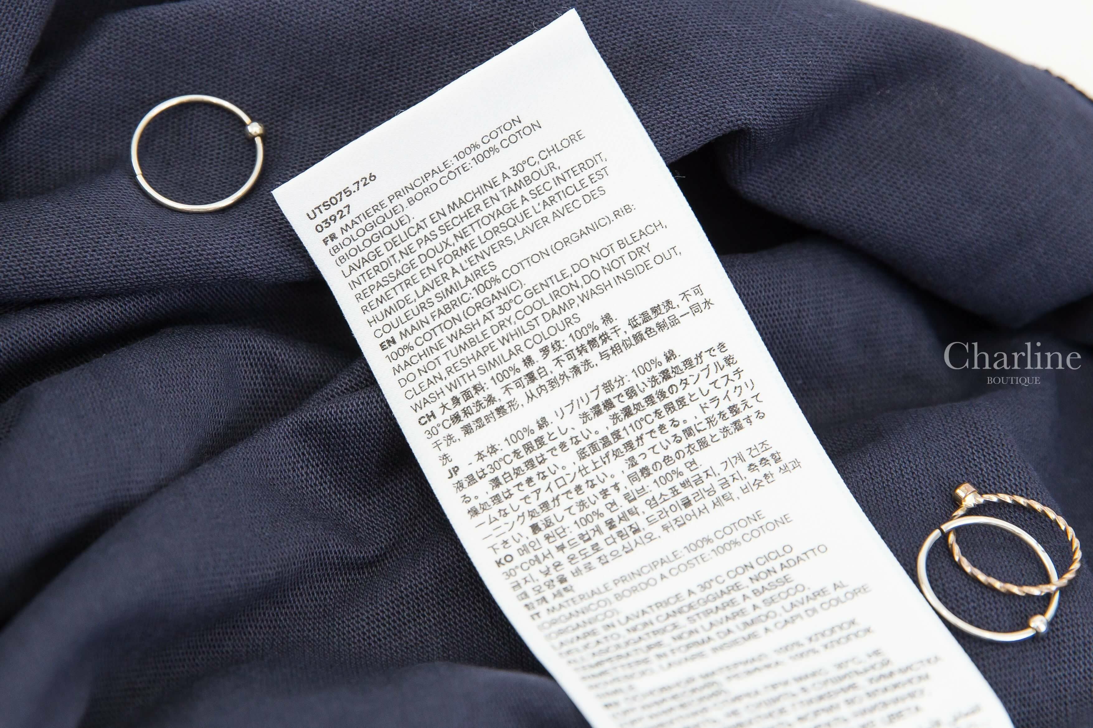 Ami Paris Navy Cotton Ami Paris Patch T-shirt 海軍藍奶油白編織立體字母短袖棉T-Charline Boutique 精品代購