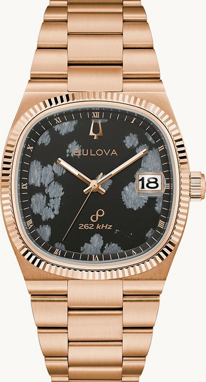 萬年鐘錶 - BULOVA 寶路華   Super Seville 超級塞維利亞系列  方形復古262kHz超頻精準 雪花黑曜石錶盤石英機芯男錶 97B231 錶徑 38MM