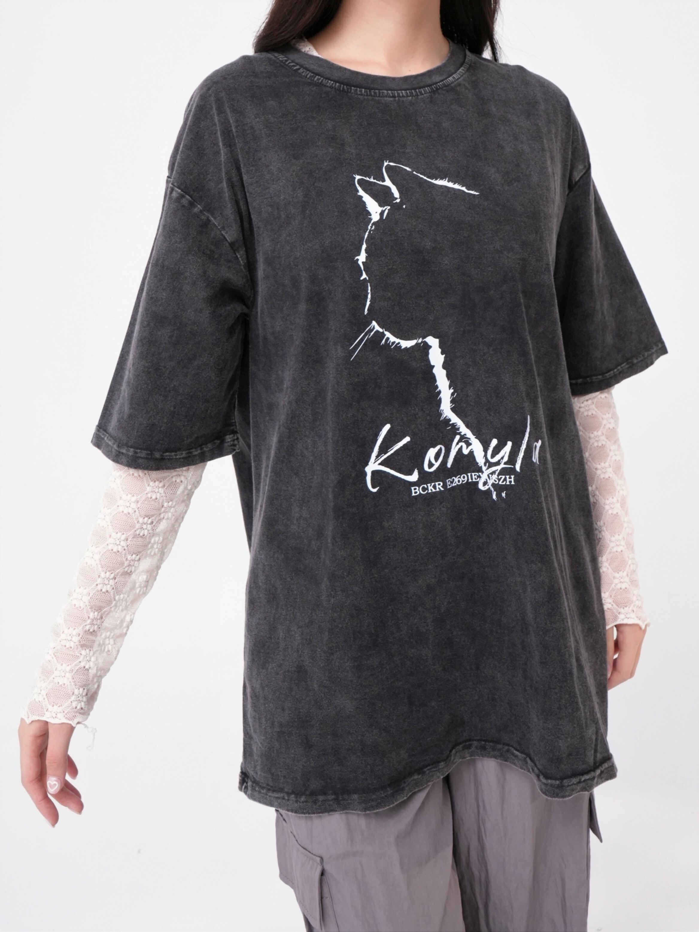 法朵Fado shop｜貓咪影水洗長版棉T 0213059