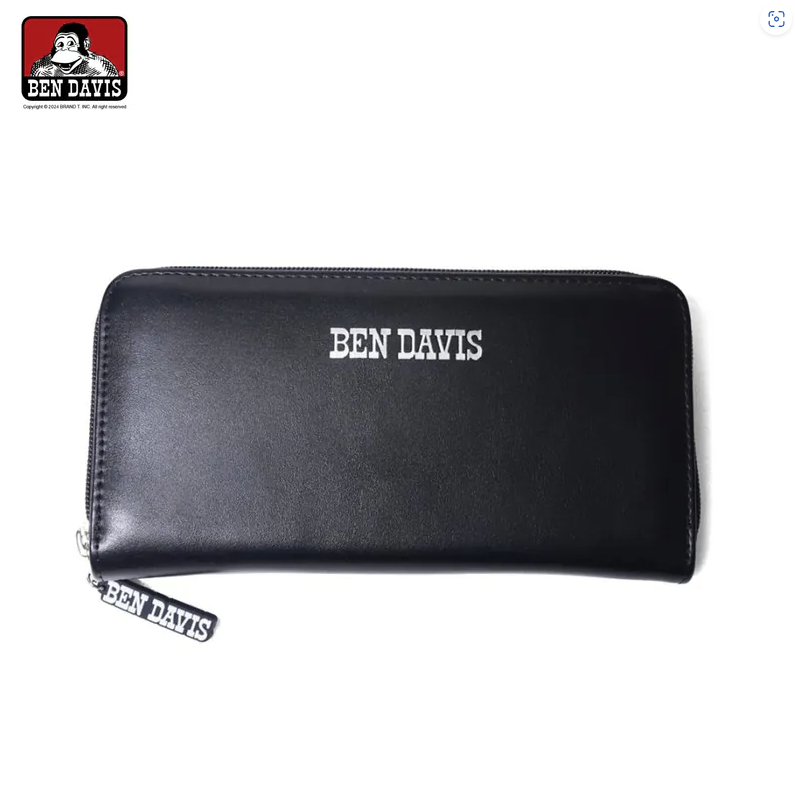 【 BEN DAVIS | 燙字LOGO拉鍊長夾 - 黑 】