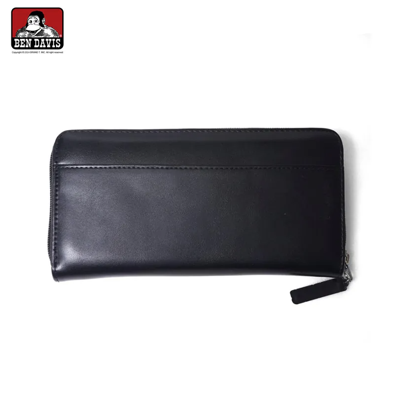 【 BEN DAVIS | 燙字LOGO拉鍊長夾 - 黑 】
