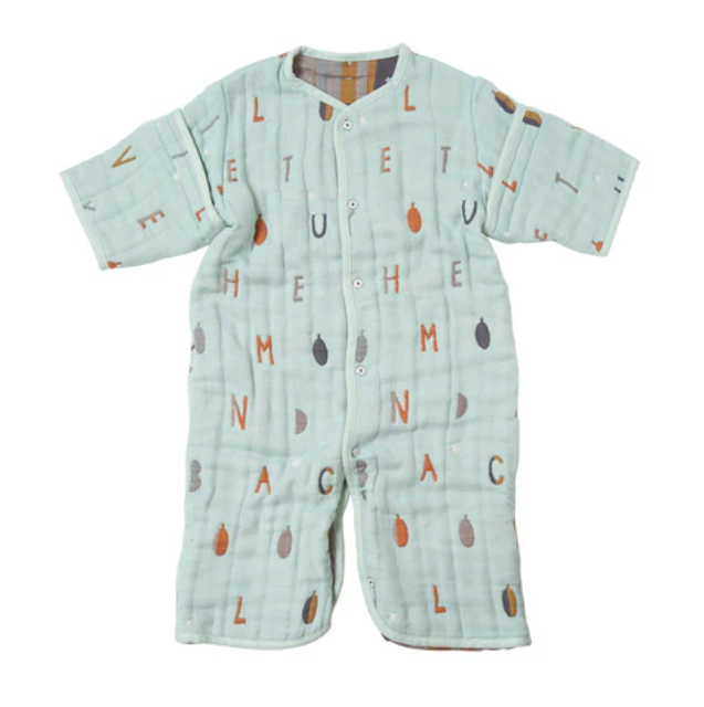 日本製 Hoppetta 6way 含羊毛六重紗有袖保暖睡袋 6個月-7歲 綠色