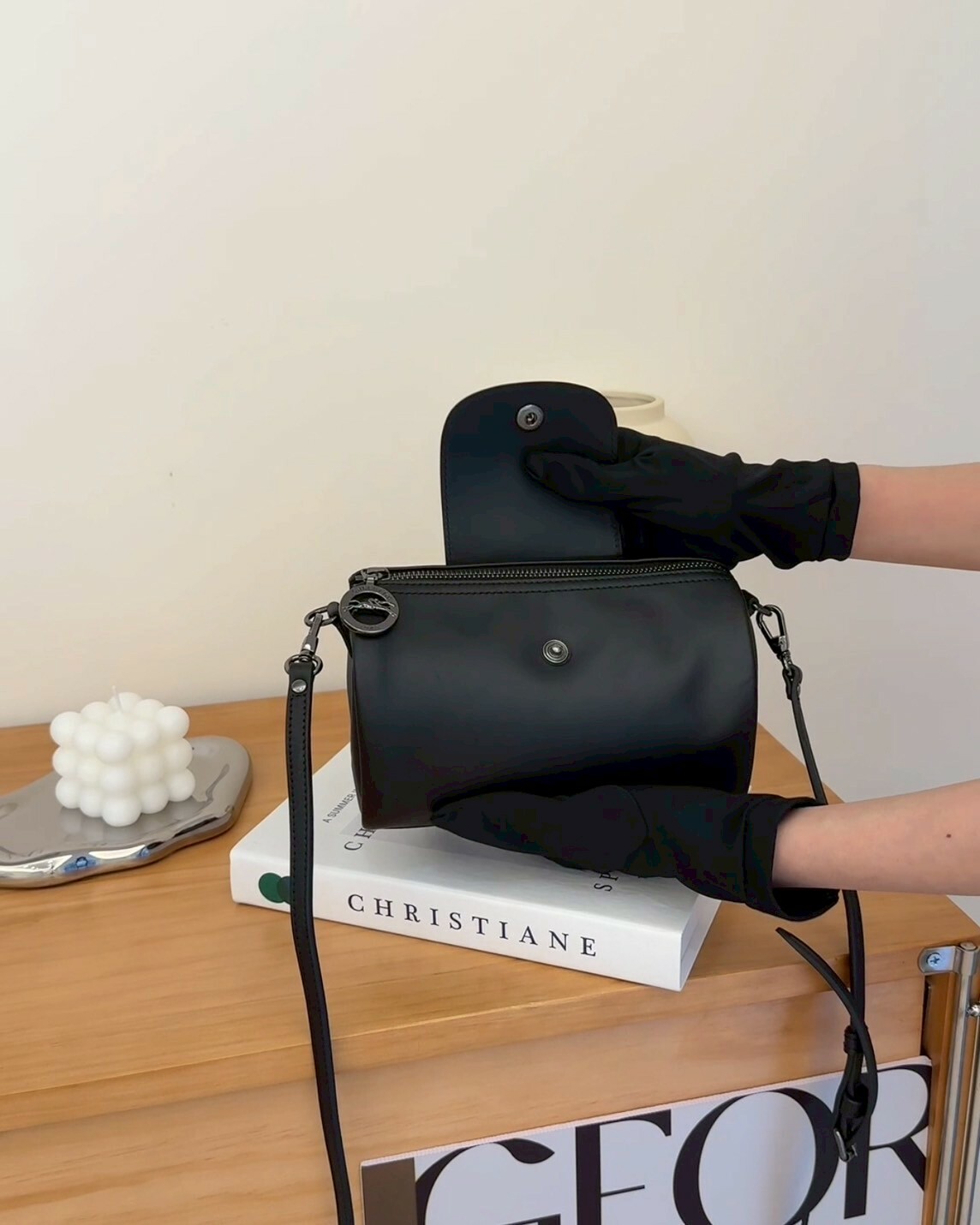 LONGCHAMP｜LE PLIAGE XTRA 圓筒包 黑色