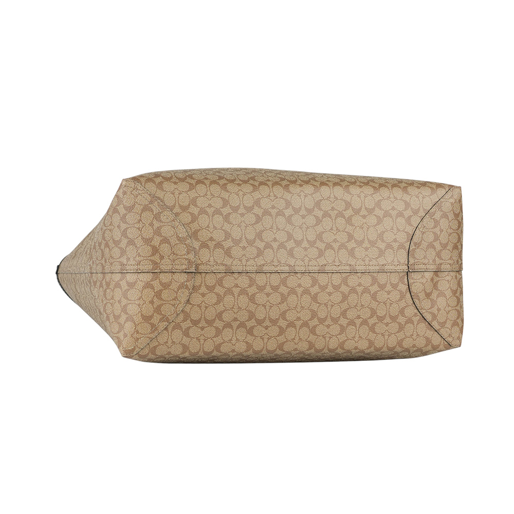 【COACH】City 滿版標誌塗層帆布托特包(卡其/黑色) CJ942 IMCBI