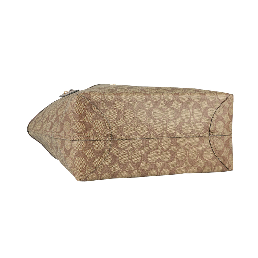 【COACH】City 塗層帆布托特包(卡其/焦糖色) 5696 IME74