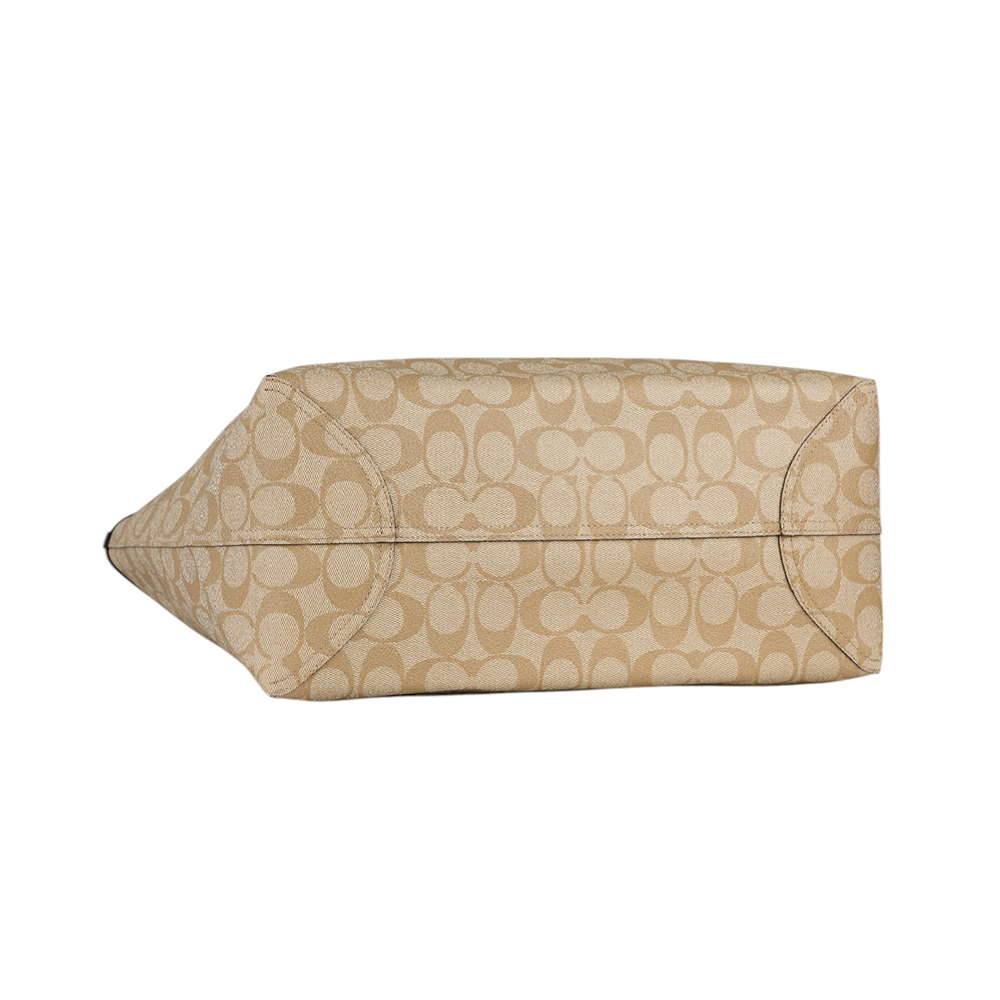 【COACH】City 塗層帆布托特包(淺卡其/焦糖色) 5696 IMNLJ