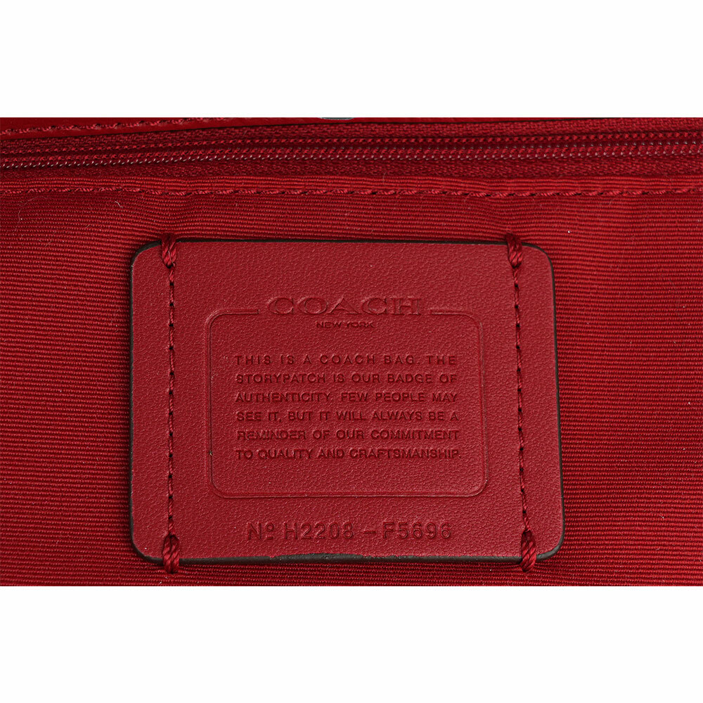 【COACH】City 塗層帆布托特包(巧克力色/紅色) 5696 IMRVQ