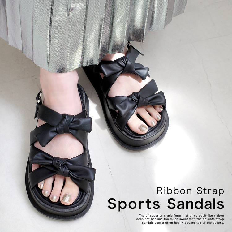 可愛滿分 雙蝴蝶結運動涼鞋【CN117】