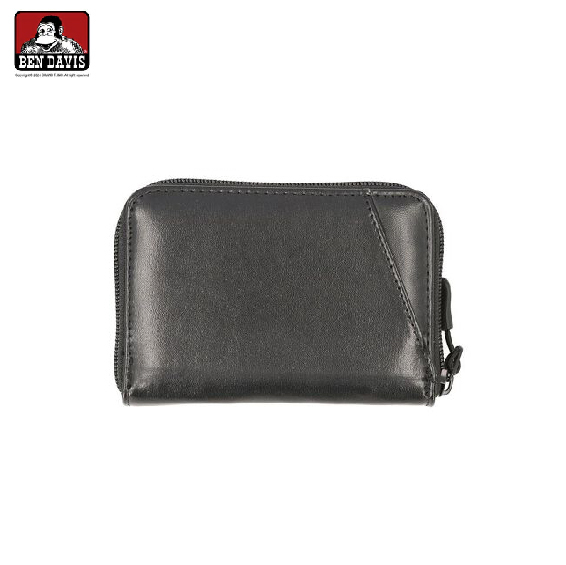 【 BEN DAVIS | 英文電繡拉鍊短夾 - 黑 】