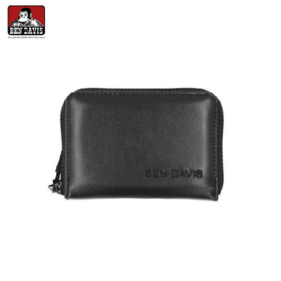 【 BEN DAVIS | 英文電繡拉鍊短夾 - 黑 】