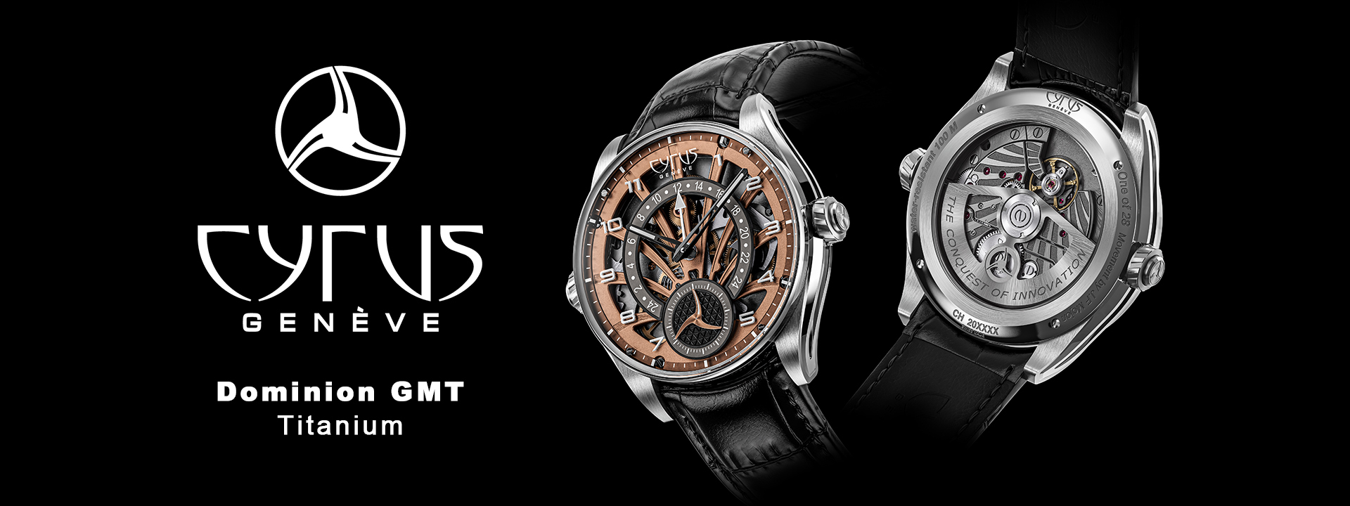 Cyrus 賽瑞錶 Dominion 系列 GMT Titanium 鈦金屬款逆跳雙時區腕錶 528.507.TT.A