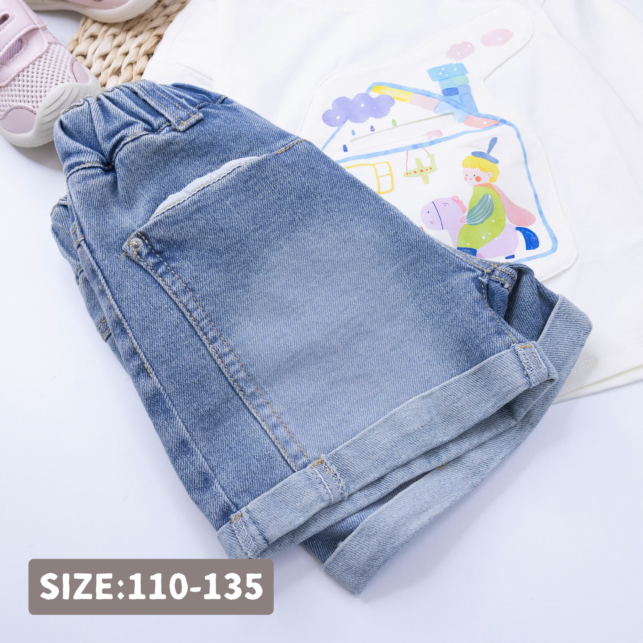 【H50305】特色前口袋設計牛仔短褲