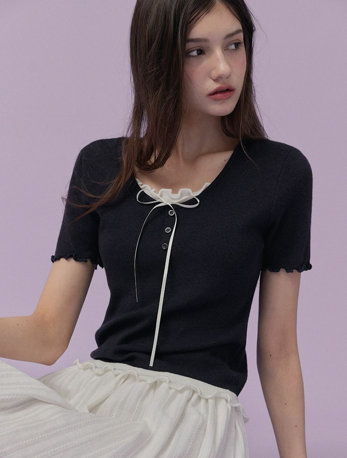 TWEE BAIT LAYERED SHORT-SLEEVE KNIT