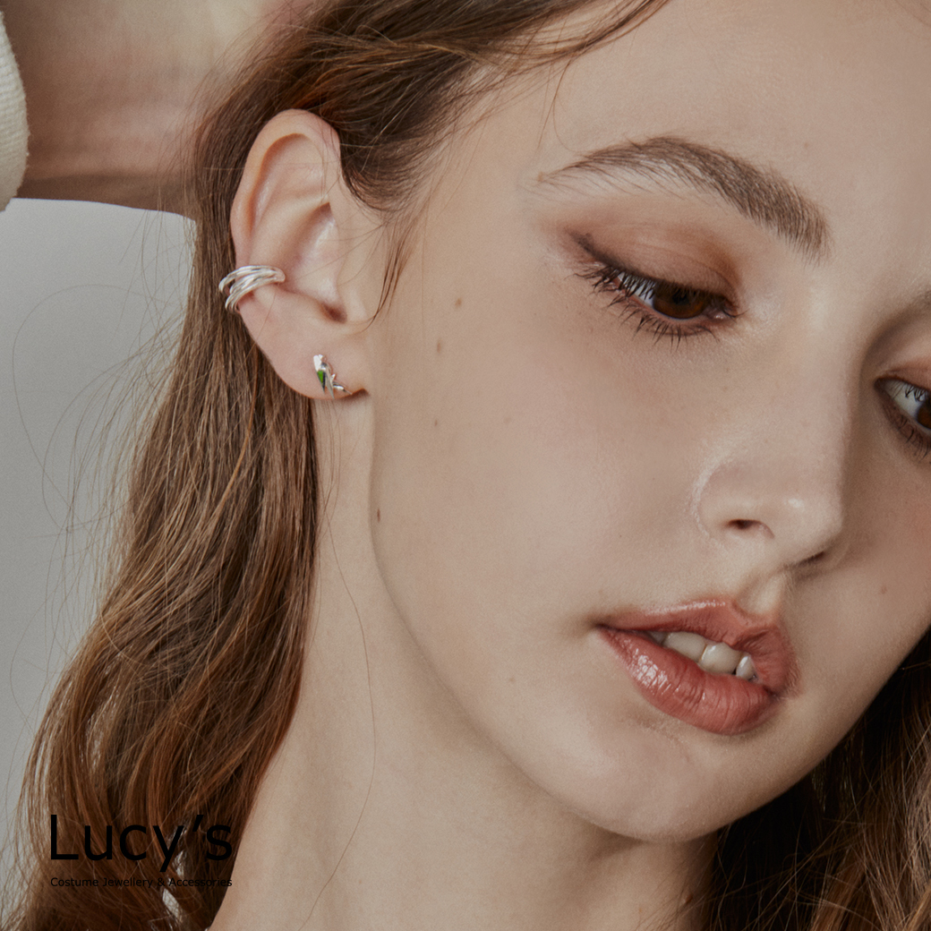 純銀摺紙系列｜珍珠母貝鸚鵡 耳環 (99838)