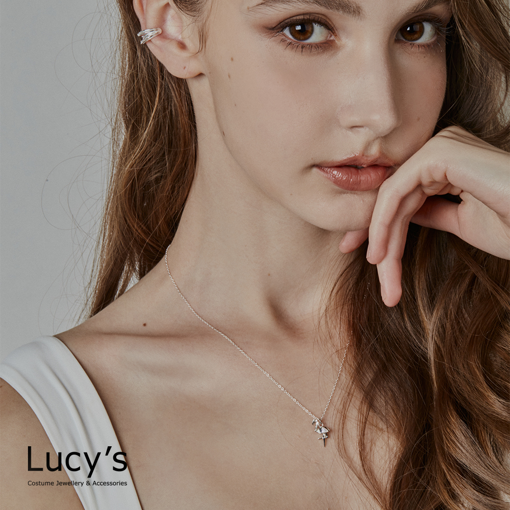 純銀摺紙系列｜珍珠母貝紅鶴 項鍊 (95085)