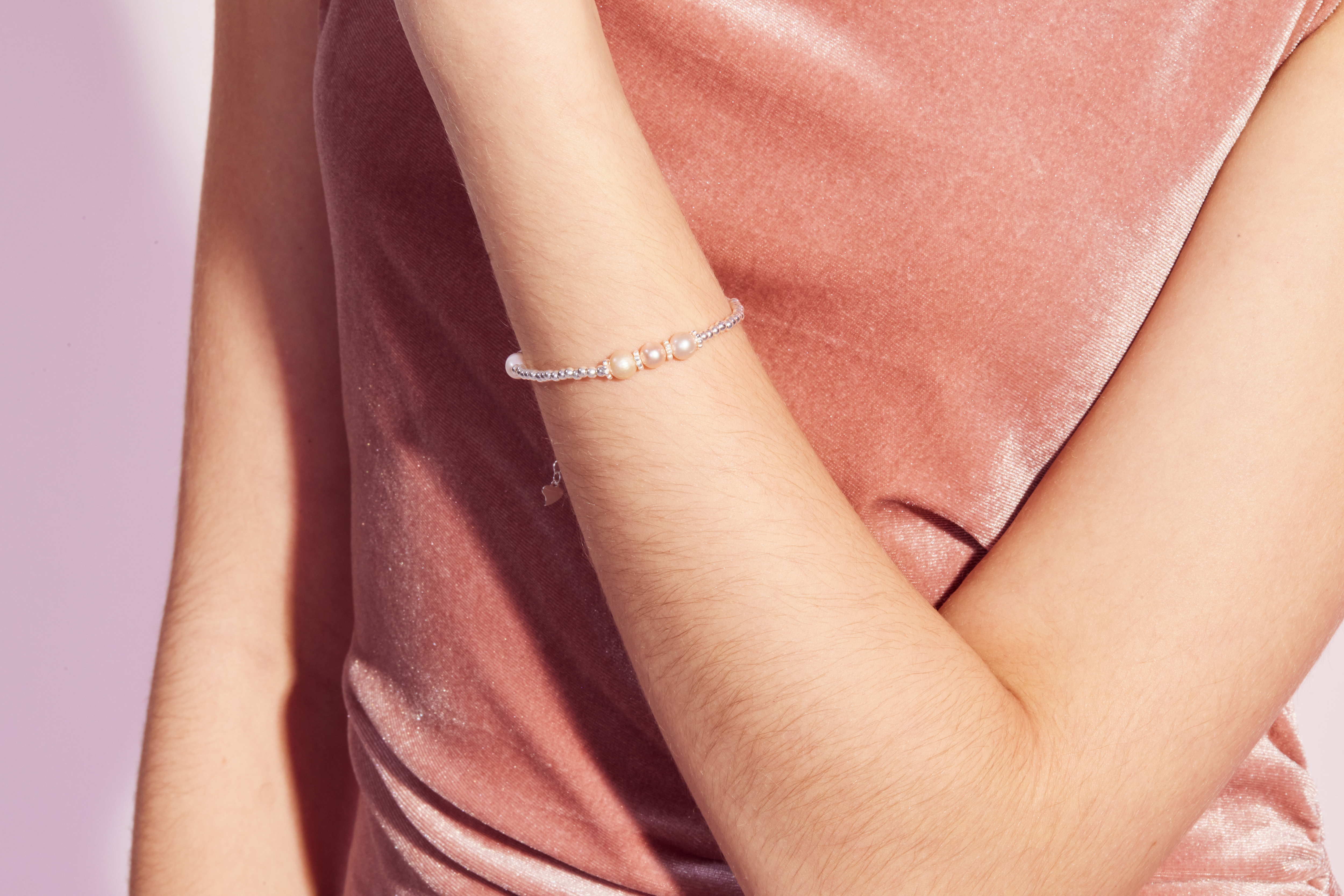 B417 | 純銀淡水粉珍珠手鍊