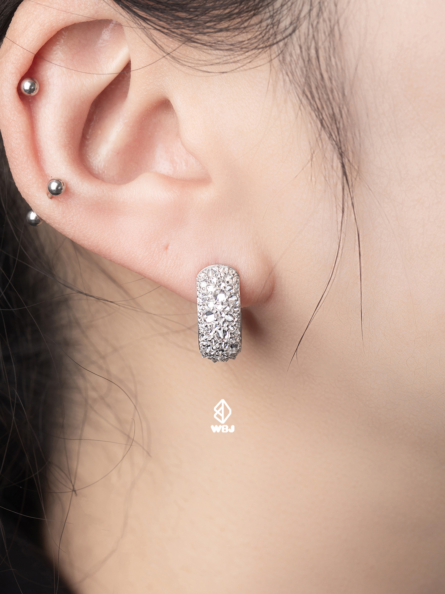 反面鑲嵌純銀耳環