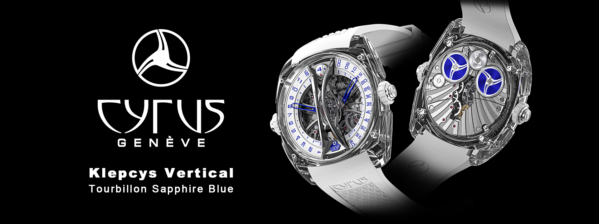 Cyrus 賽瑞錶 KLEPCYS VERTICAL TOURBILLON SAPPHIRE BLUE 垂直鏤空藍寶石水晶陀飛輪 539.506.ZG.B