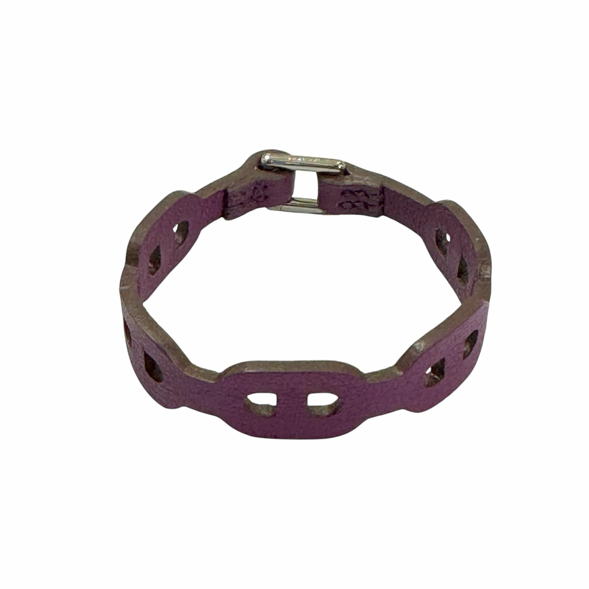 98%NEW二手HERMES手帶/手環 XS碼 H066924CK 海葵紫SWIFT皮/銀扣 P9/ANEMONE PHW IBIZA BRACELET #香榭站正品