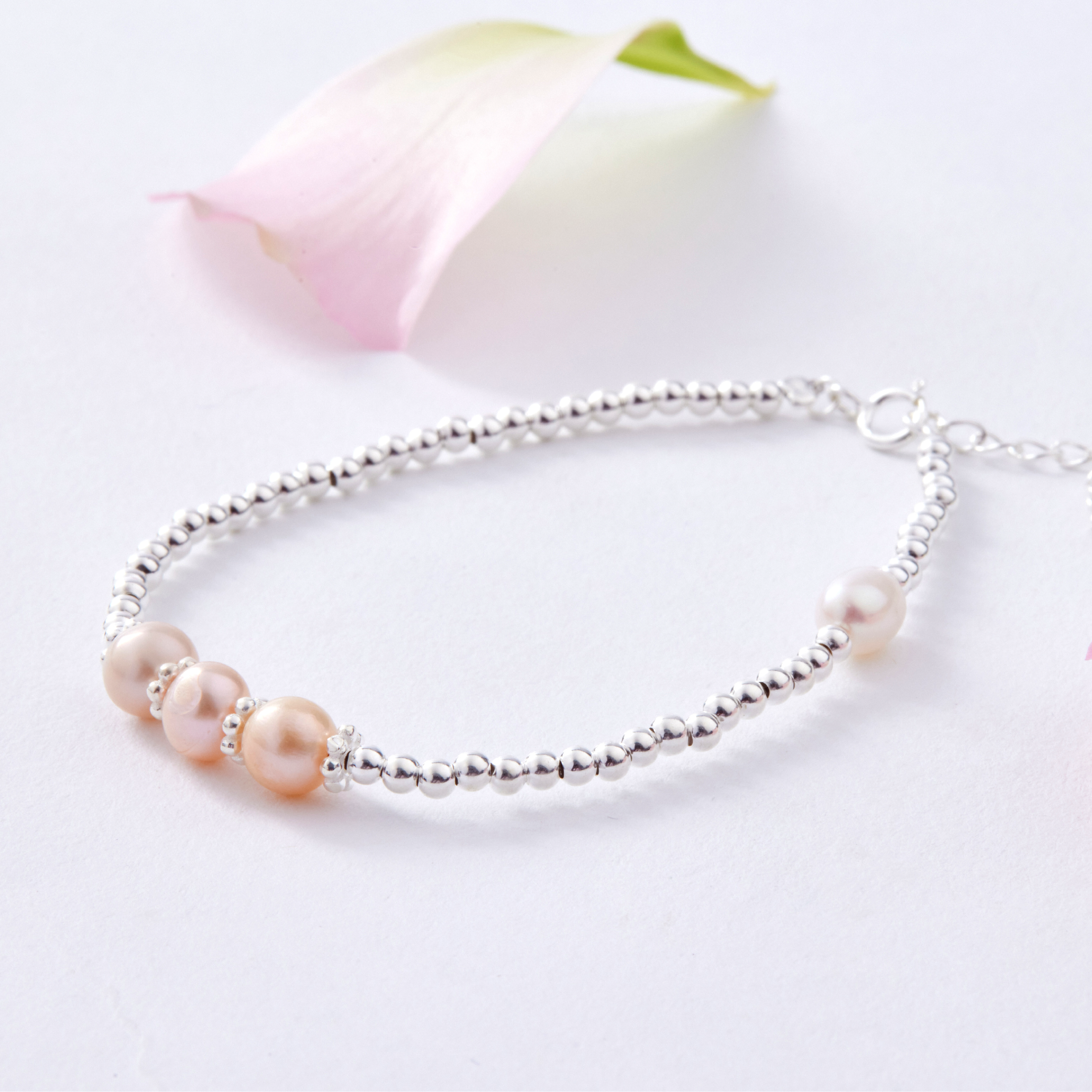 B417 | 純銀淡水粉珍珠手鍊