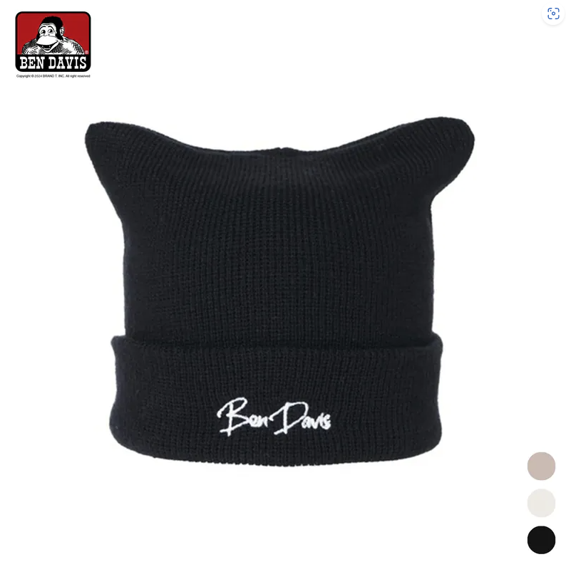 【 BEN DAVIS | 細針刺繡LOGO貓耳毛帽 - 2色 】