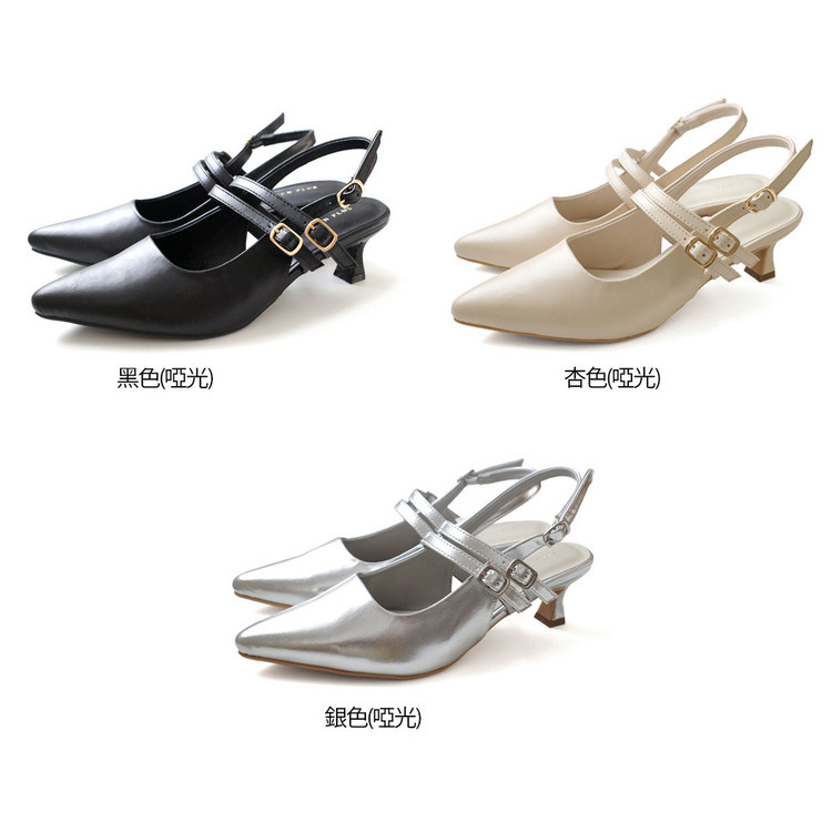 復古氣質 尖頭雙帶穆勒涼鞋【TS3321】