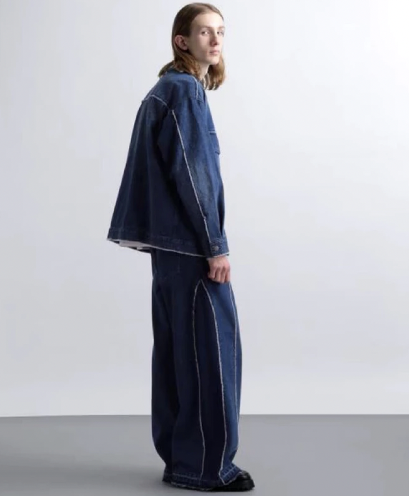 Hare Cut-Off Design Denim Pants