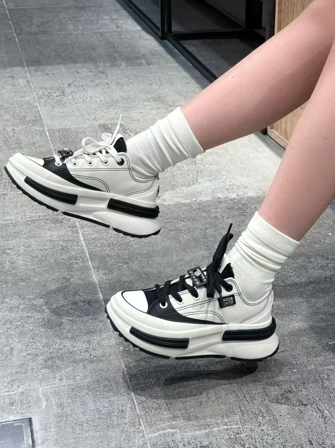 Converse Chuck Taylor Seasonal 白黑夾心 熊貓 縫線 厚底 帆布鞋 A15759C/預購