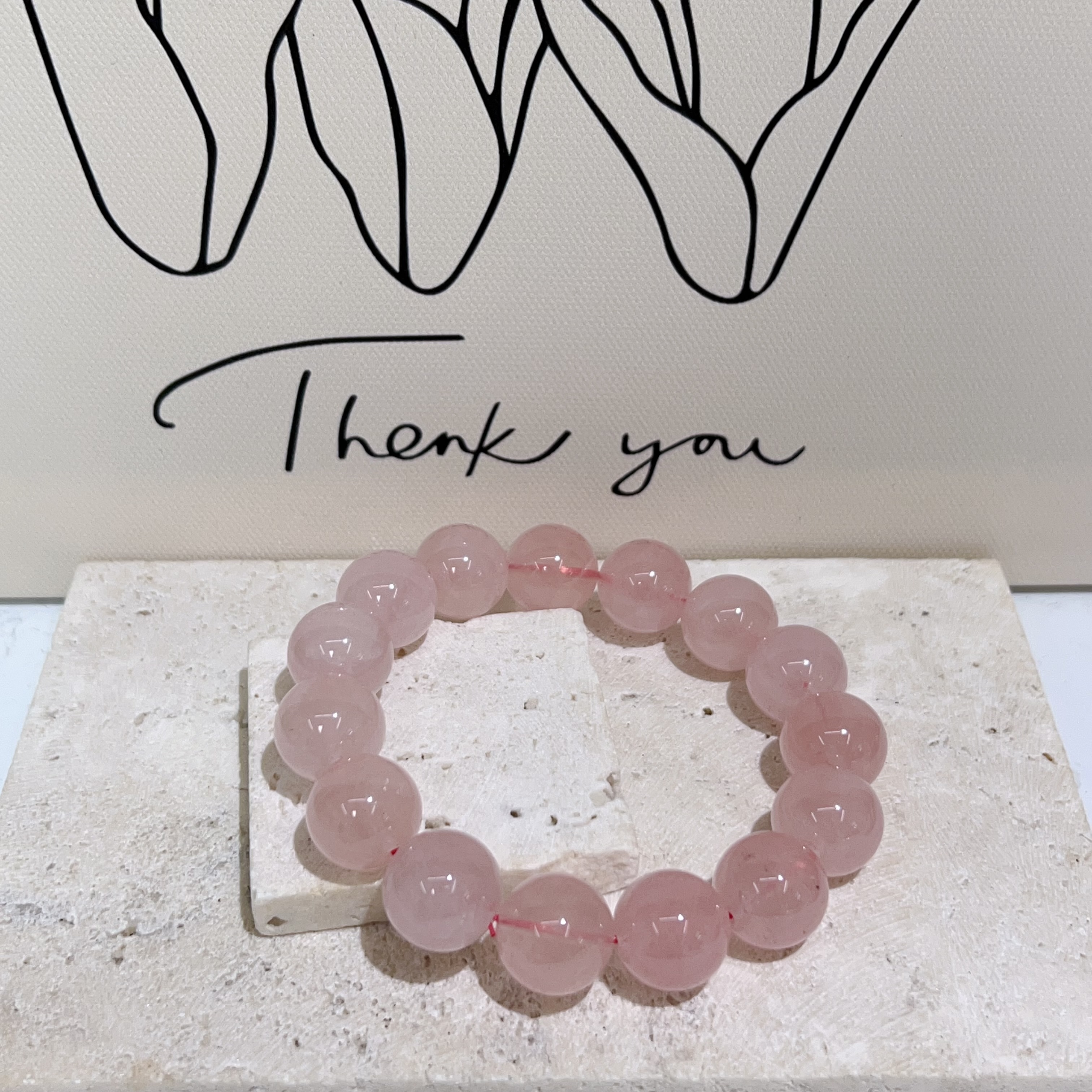 濃色西柚粉晶手串 14+mm