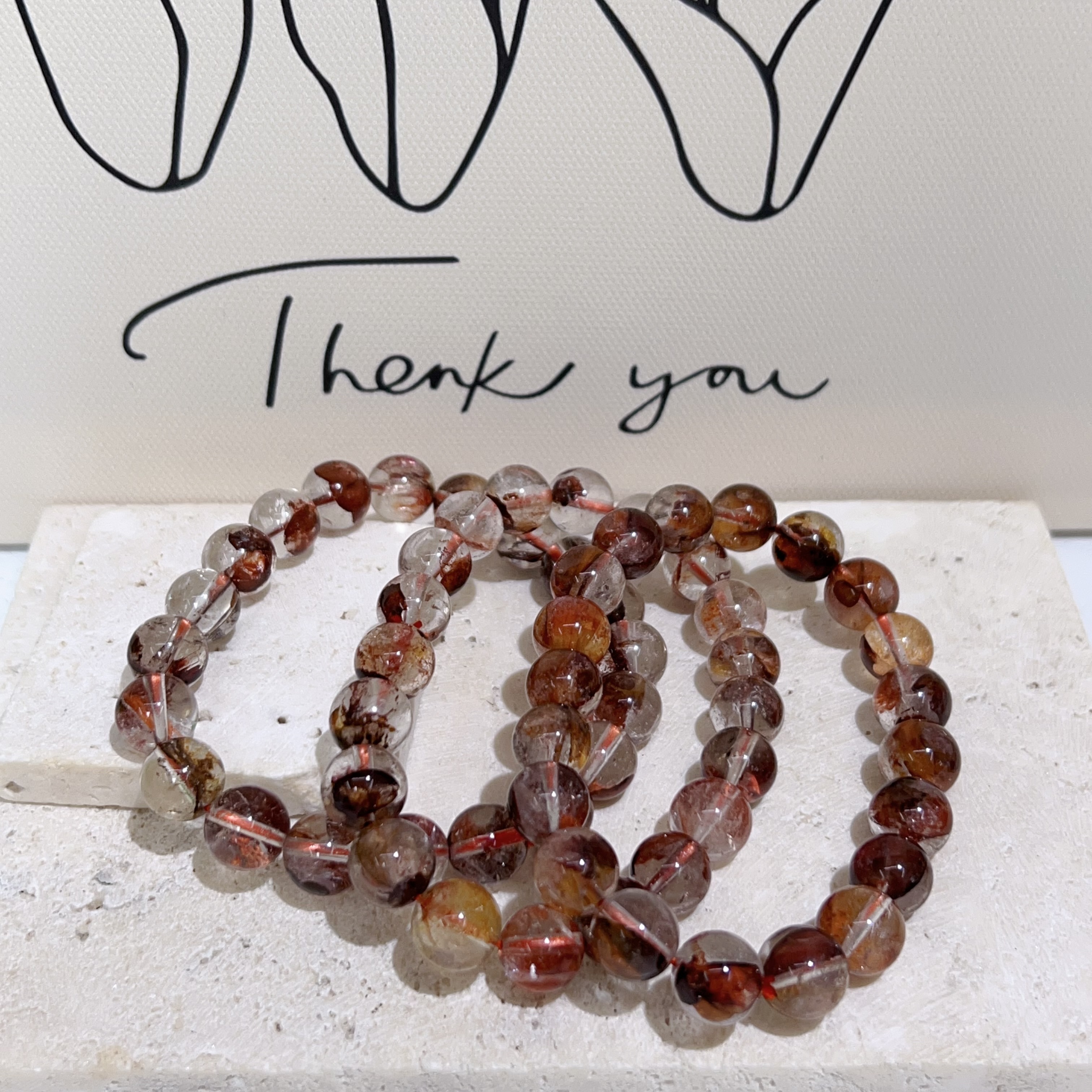 骸骨牛血紅膠花手串