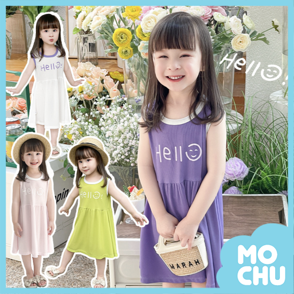 Hello笑臉無袖連身裙(四色)