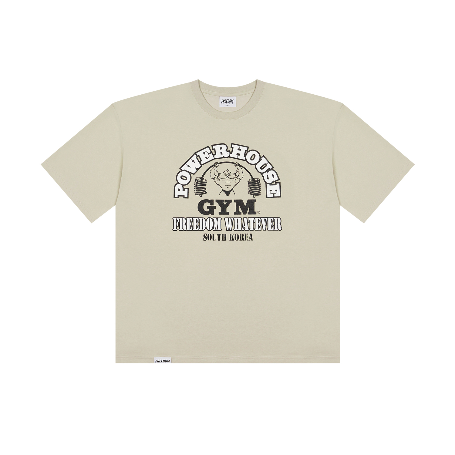 FREEDOM POWERHOUSE COLLABO Two-Tone Logo Overfit T-Shirt - CREAM