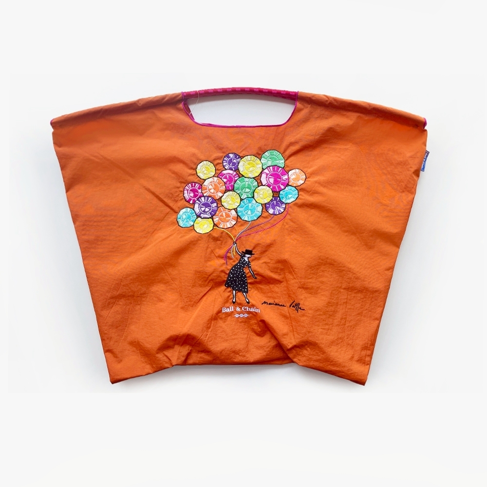 Ball＆Chain 刺繡環保購物袋 L號 - 橘 (36310207)